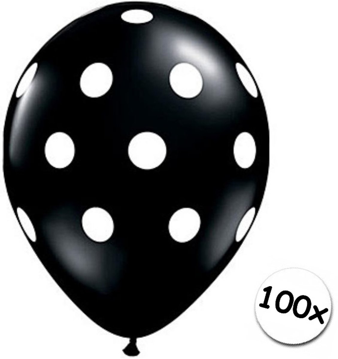 Ballonnen Dots Zwart/Wit 100 Stuks 30 cm